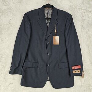 Caravelli Sport Coat Mens Size 40R Black Pinstripe Hand Tailored Designer NWT